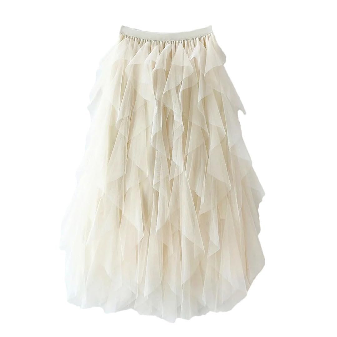 Orlisse - Women's High Waist Flared Skirt with Elastic