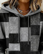 Gwenarissa - Modern Denim Patchwork Hoodie