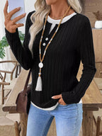 Kalivianne - Long Sleeve Ribbed Winter T-Shirt