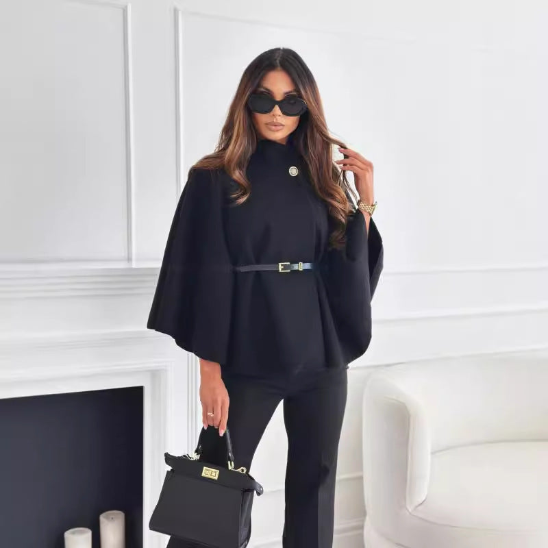 Kaliravella - Elegant Butterfly Sleeve Jacket with Belt
