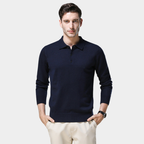 Perrin | Knitted Polo Shirt with Ribbed Collar and Cuffs