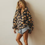 Jovira™ - Sherpa Fleece Sweatshirt with Boho Flowers and Oversized Fit
