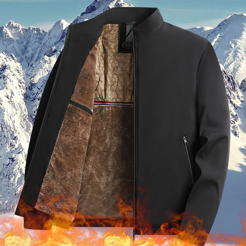 Jacob - Men's warm zipped jacket with protective stand-up collar