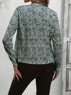 Mylène - Women's Floral Structured Collar Long Sleeve Blazer