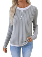 Kalivianne - Long Sleeve Ribbed Winter T-Shirt