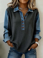 Marisolenne - Casual Sweatshirt with Contrasting Stitching