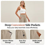 Dorexa - Women's High-Waisted Smocked Wide Leg Boho Cotton Linen Trousers