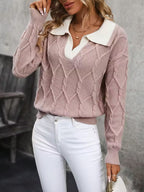 Ferina - Knitted turtleneck sweater with textured pattern and elegant finish