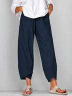 Belythia - Women's Vintage Asymmetrical High-Waisted Flowy Trousers with Pockets