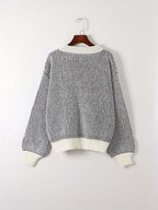 Bijou - Women's Knitted Sweater with Lantern Sleeves