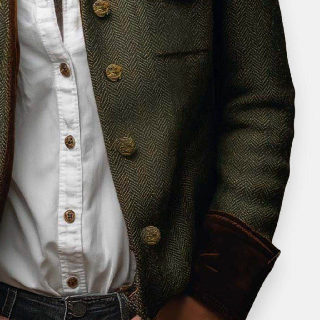 Marisoria - Chic Tweed Jacket with Velvet Trim