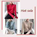 Jovienna - Elegant Winter High Neck Sweater with Vintage Clasp