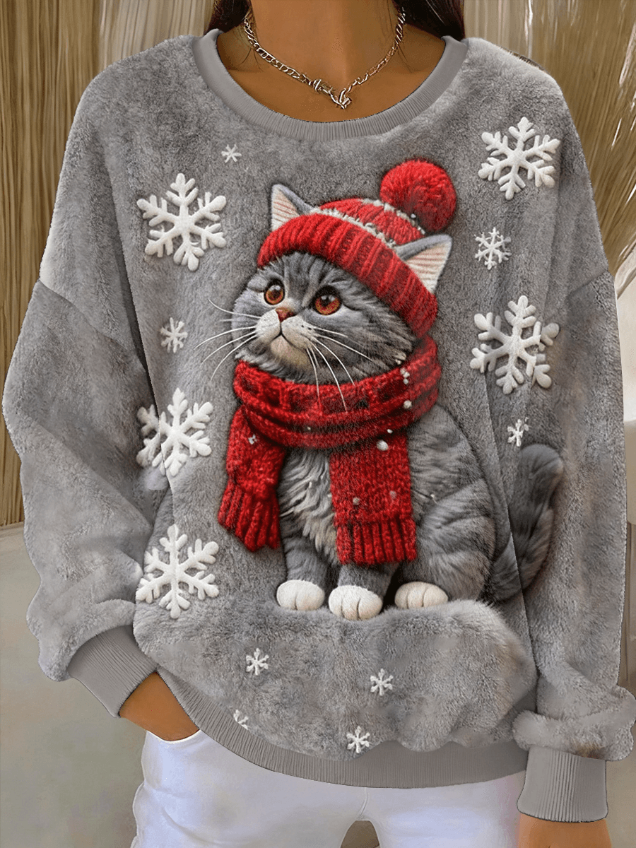 Lunaviera - Christmas Cat Flannel Hoodie