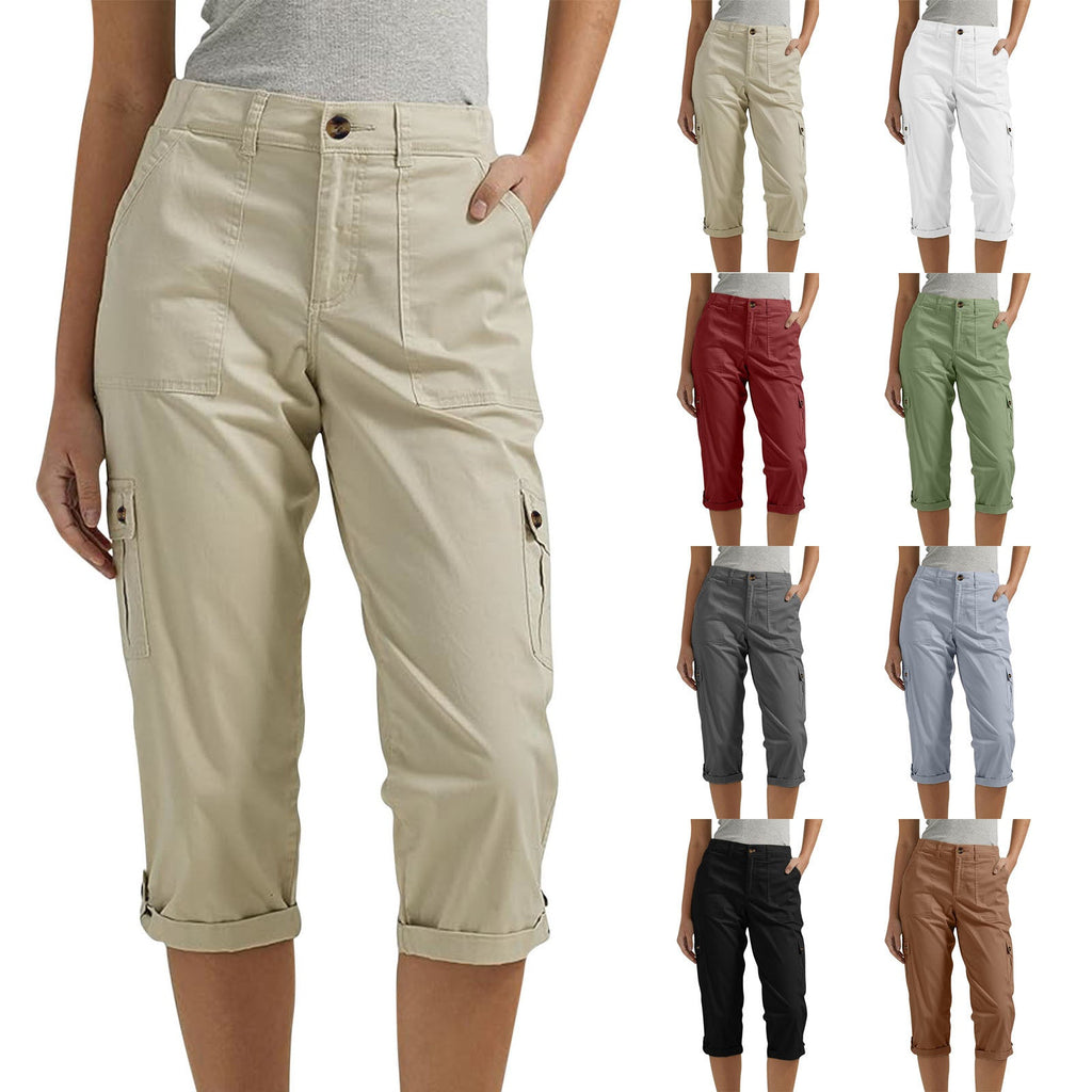 Ophiria - Women's Relaxed Fit Multi-Pocket Capri Cargo Pants