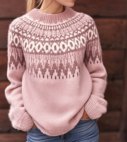 Albertine - Elegant Geometric Long Sleeve Sweater