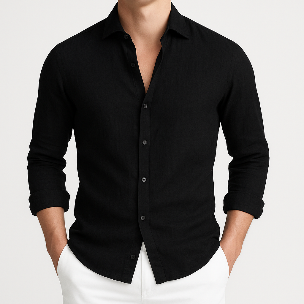 Emerson | Long Sleeve Shirt with Cutaway Collar and Rolled Cuffs