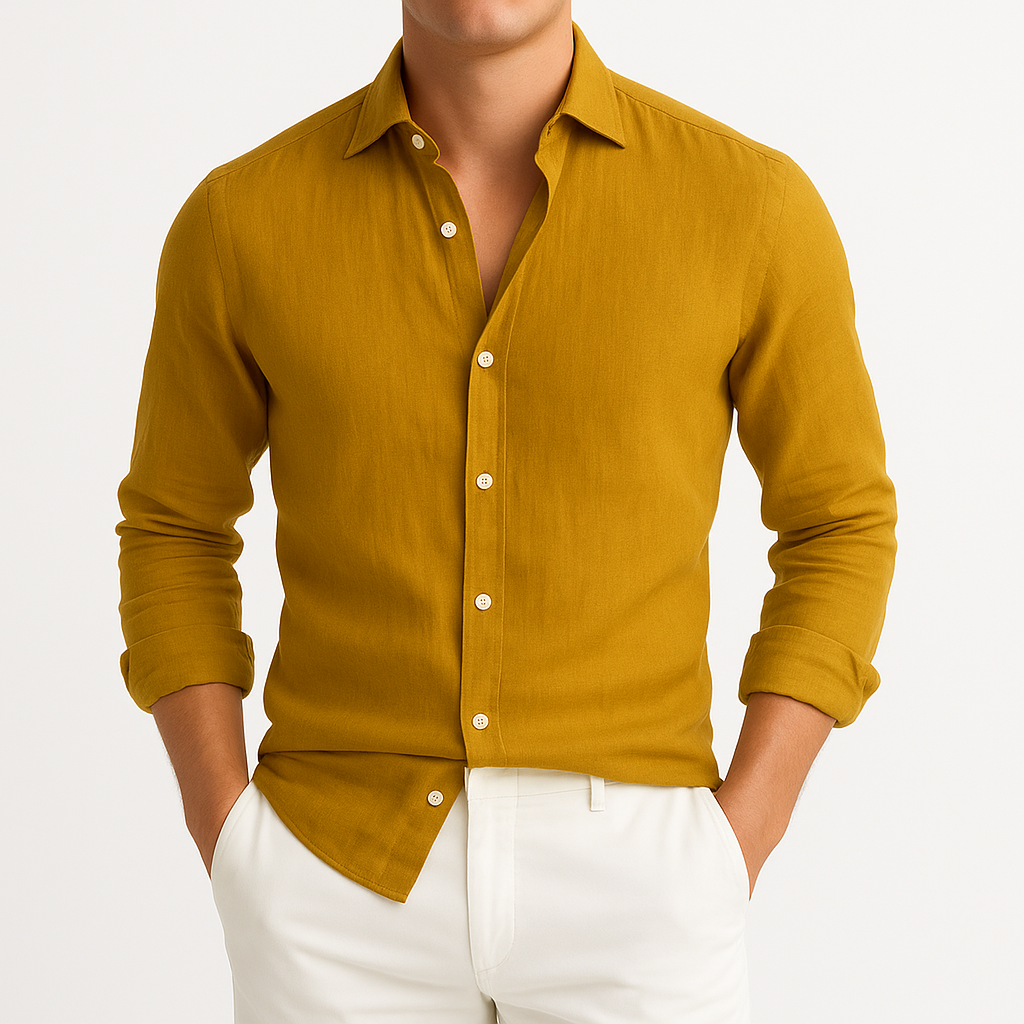 Emerson | Long Sleeve Shirt with Cutaway Collar and Rolled Cuffs