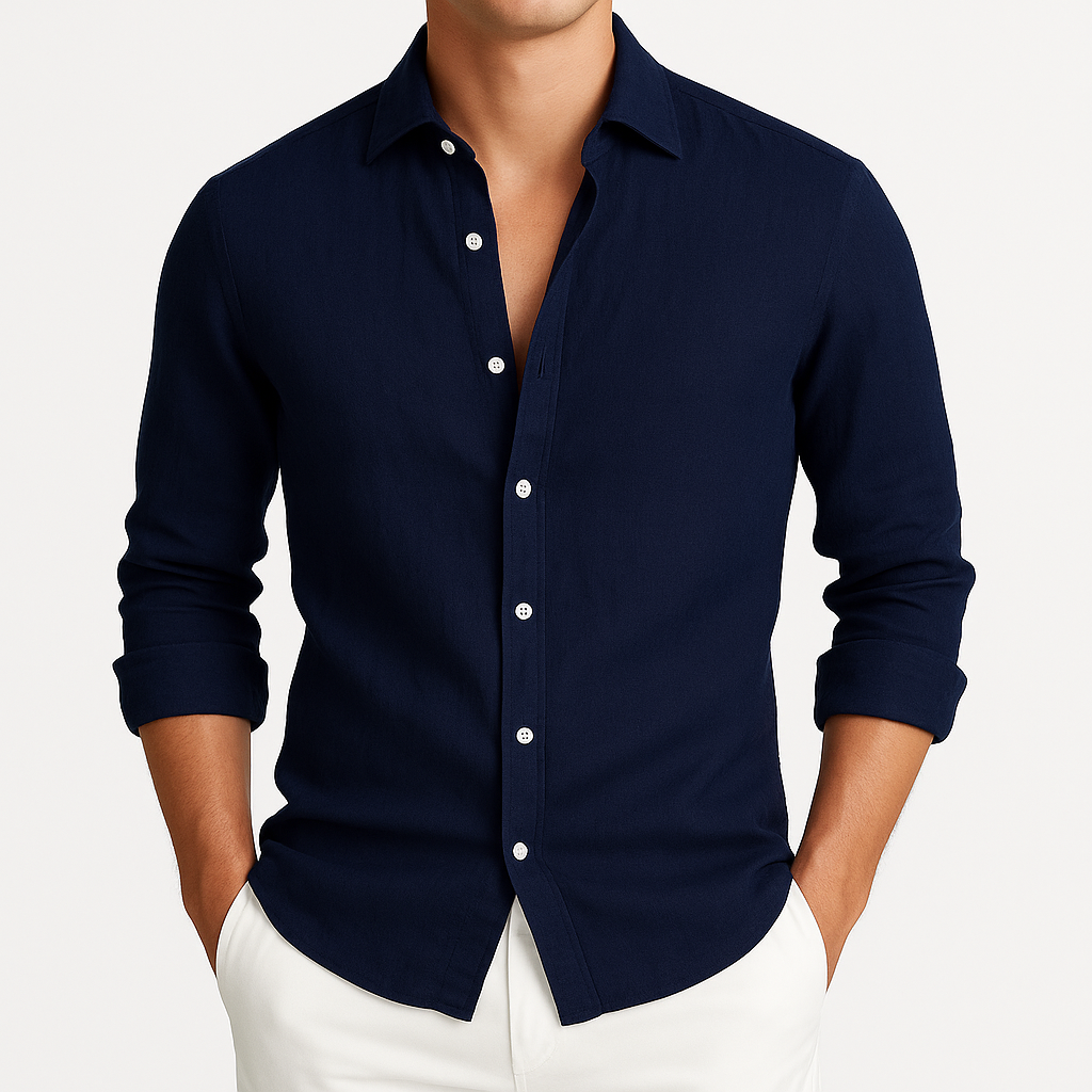 Emerson | Long Sleeve Shirt with Cutaway Collar and Rolled Cuffs