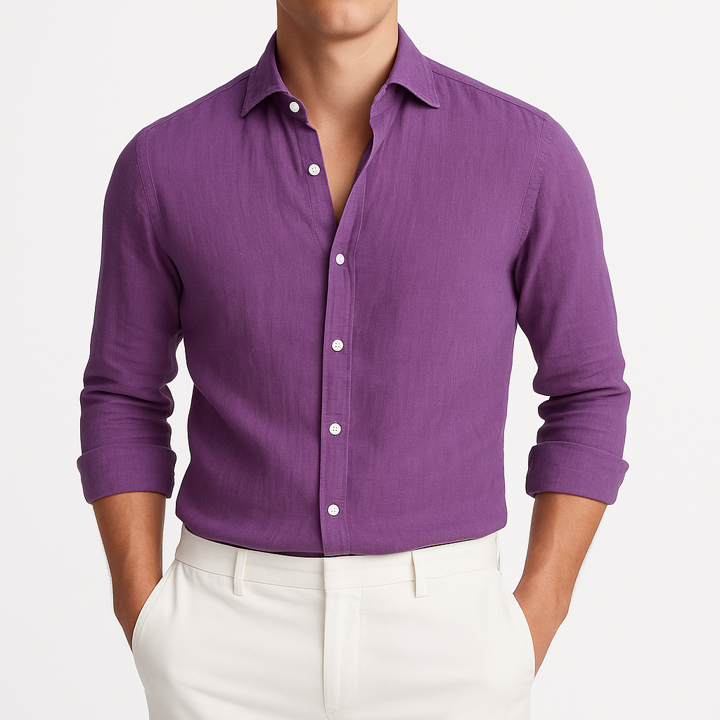 Emerson | Long Sleeve Shirt with Cutaway Collar and Rolled Cuffs