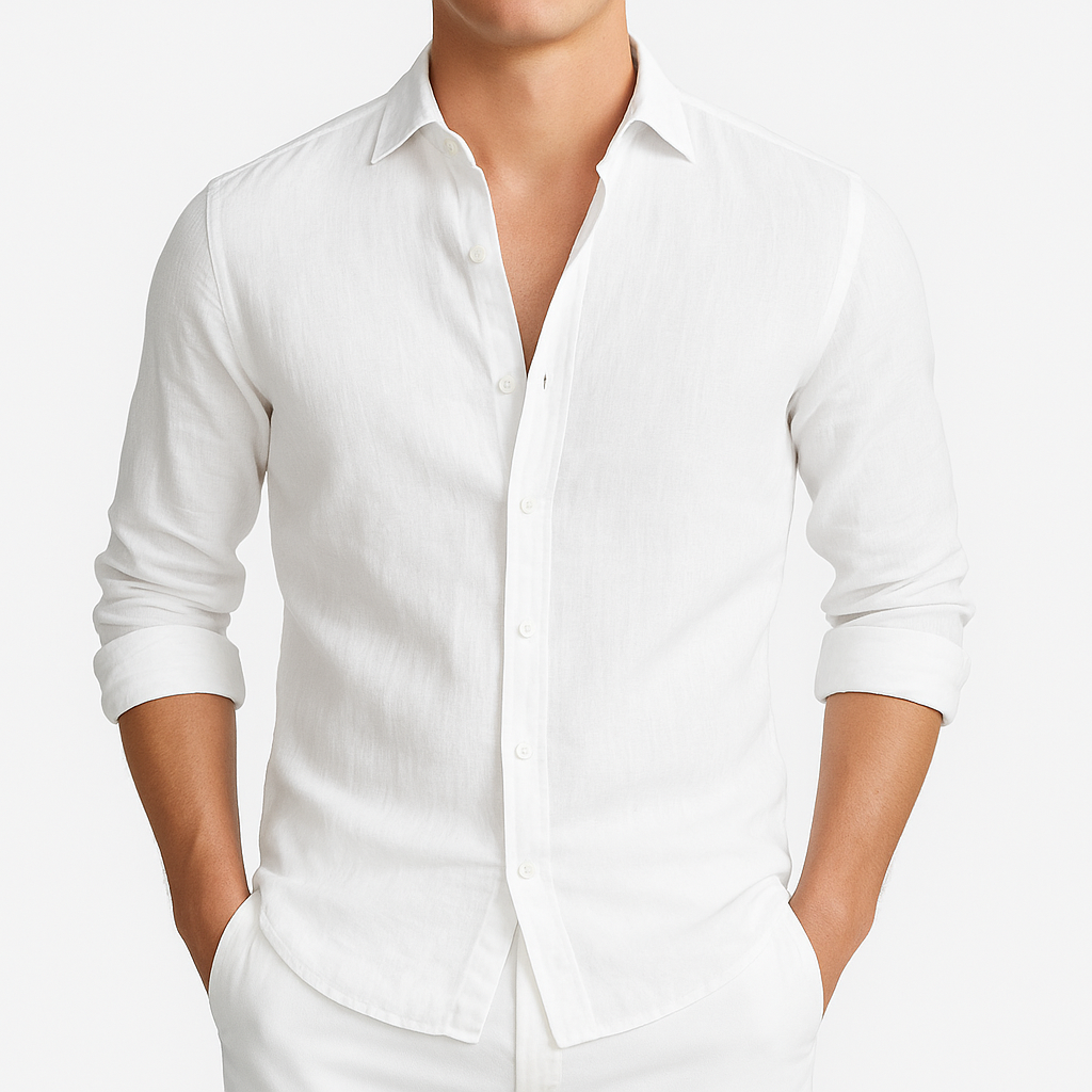 Emerson | Long Sleeve Shirt with Cutaway Collar and Rolled Cuffs