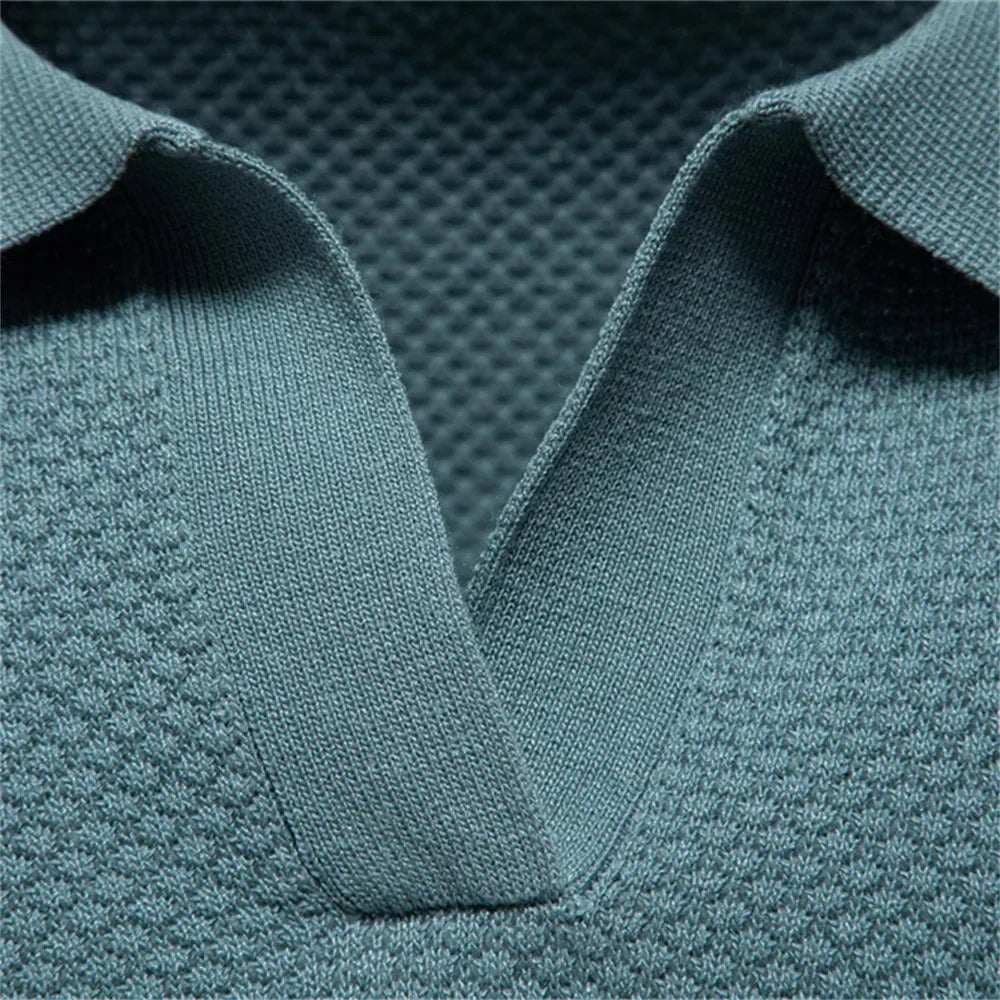 Harlan | Knit Polo Shirt with Open V Placket