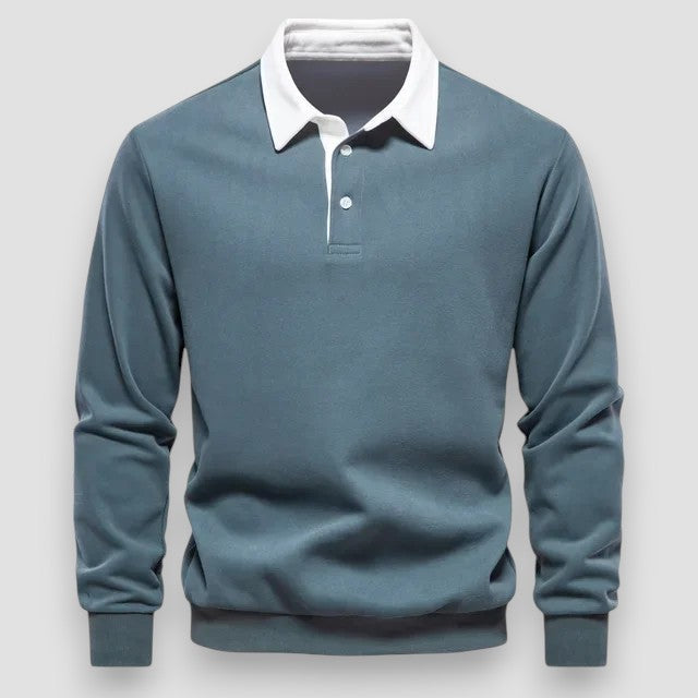 Lachlan | Long Sleeve Polo Shirt with Contrast Collar