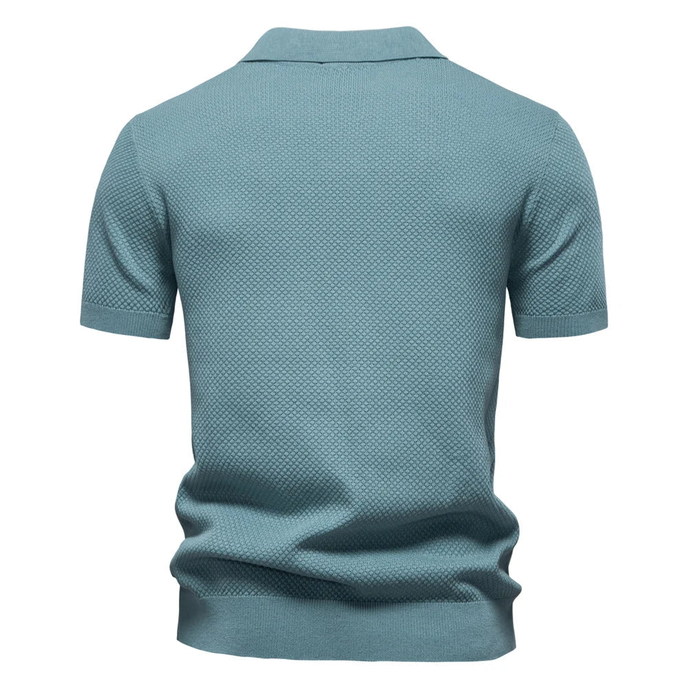 Harlan | Knit Polo Shirt with Open V Placket