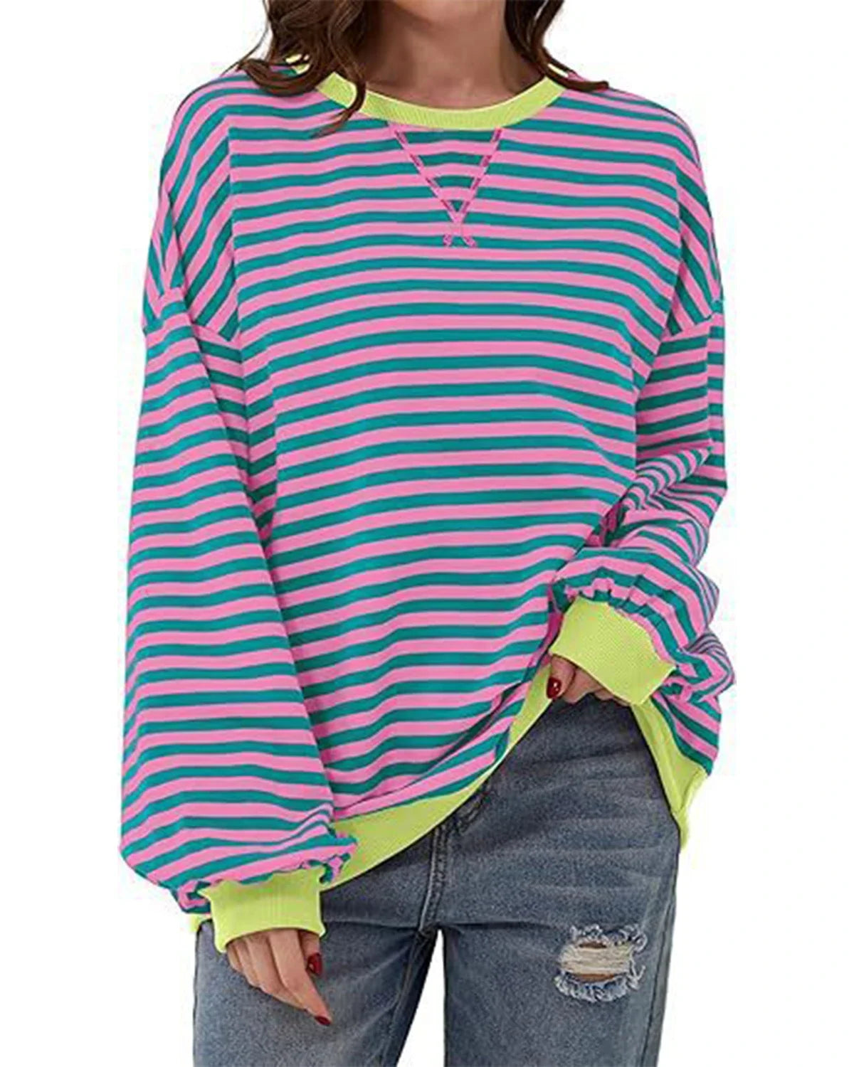 Maribel - Women's Color Block Striped Sweatshirts