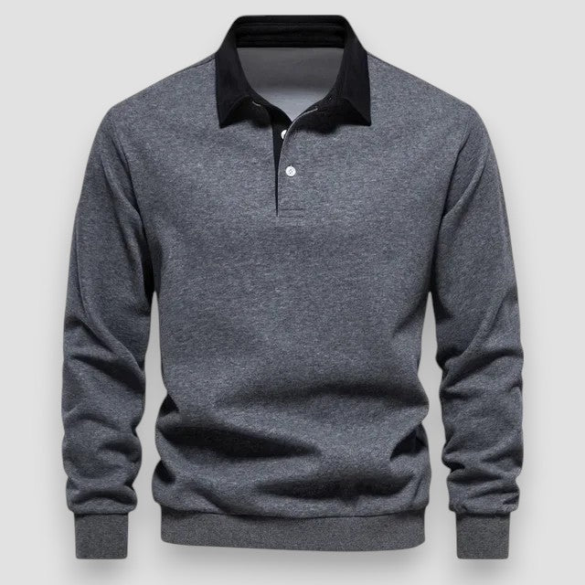Lachlan | Long Sleeve Polo Shirt with Contrast Collar