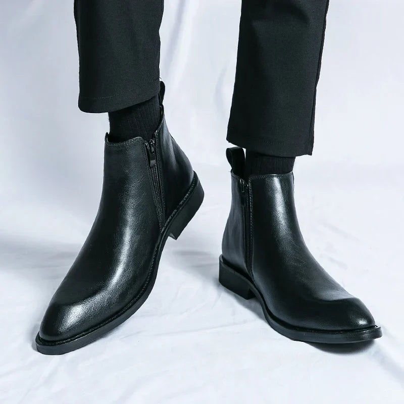 Daniel™ | Leather Chelsea boots with zipper