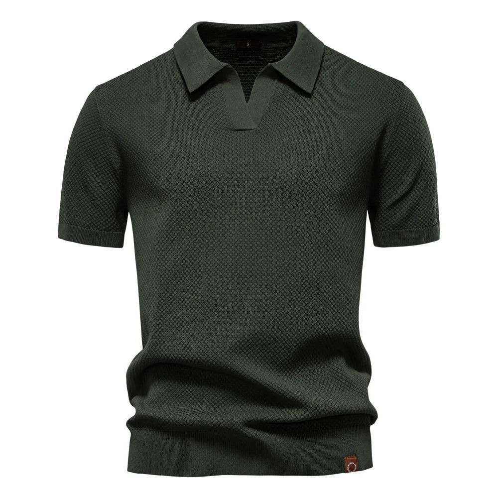 Harlan | Knit Polo Shirt with Open V Placket