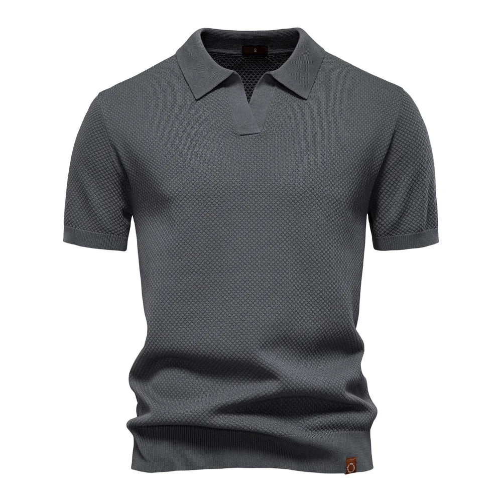 Harlan | Knit Polo Shirt with Open V Placket