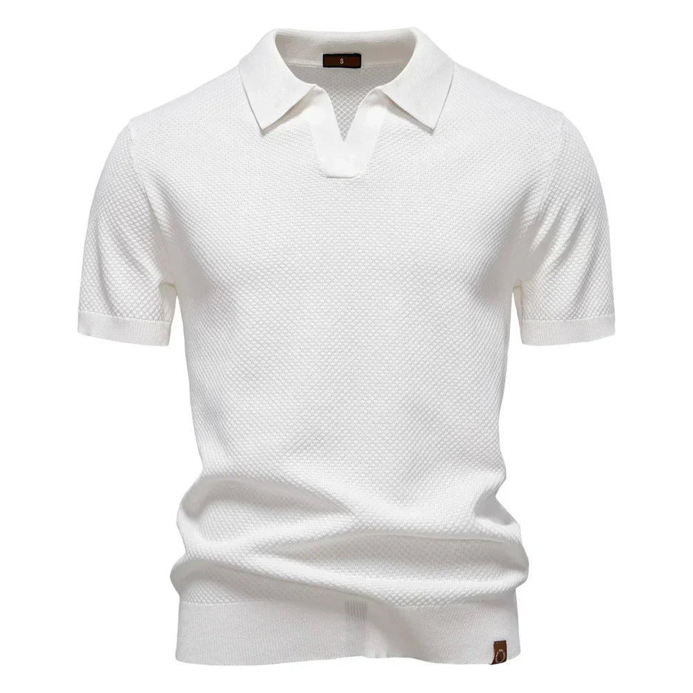 Harlan | Knit Polo Shirt with Open V Placket