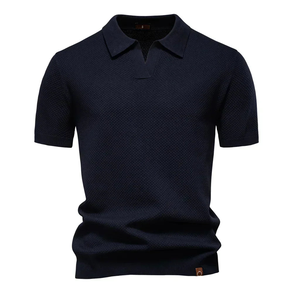 Harlan | Knit Polo Shirt with Open V Placket