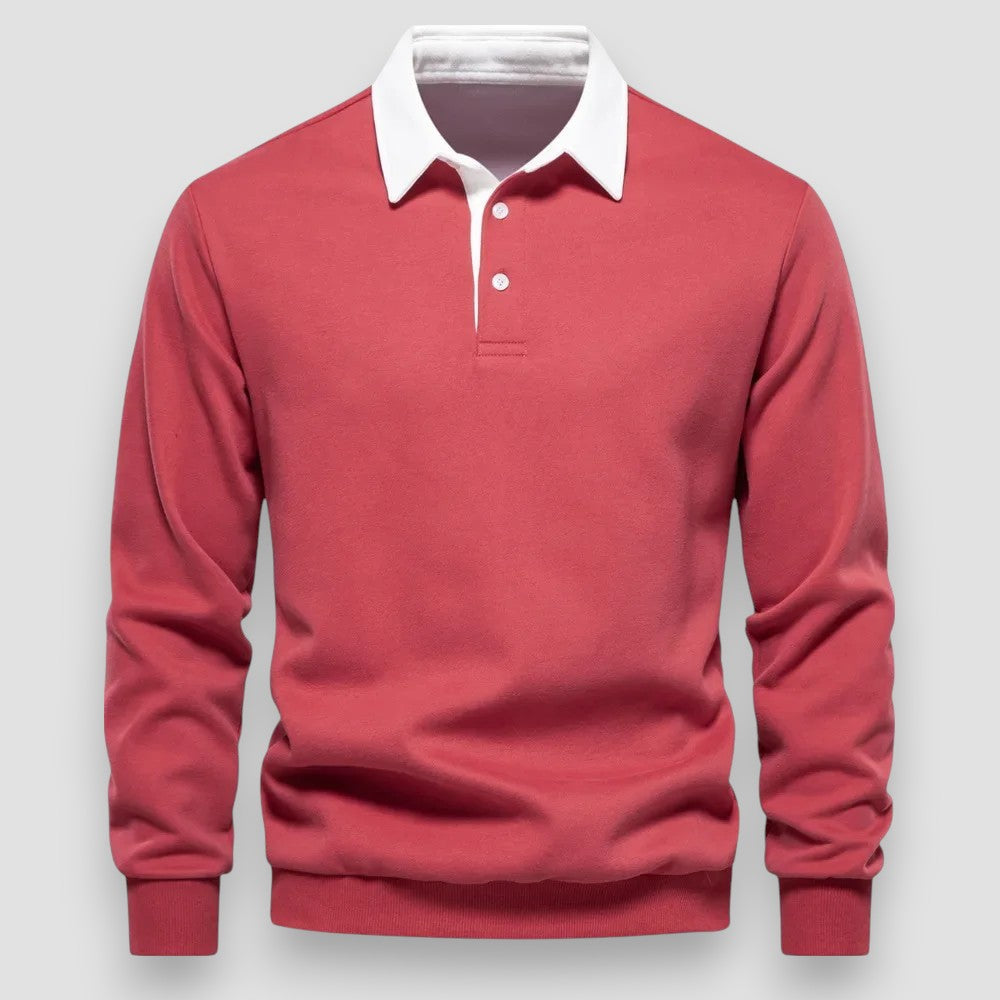 Lachlan | Long Sleeve Polo Shirt with Contrast Collar