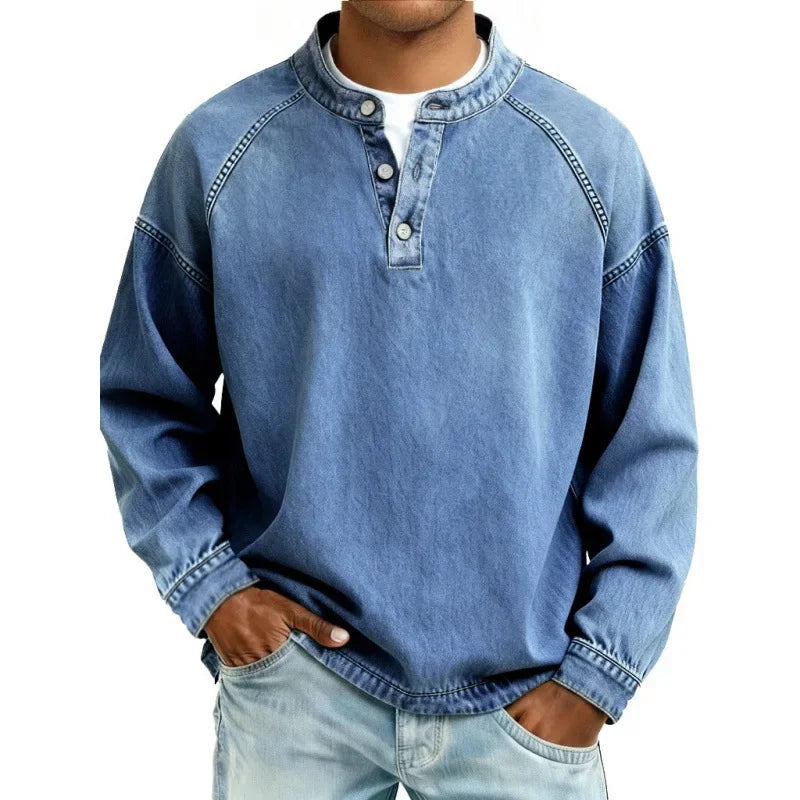Brookfield™ | Classic Vintage Denim Henley Shirt
