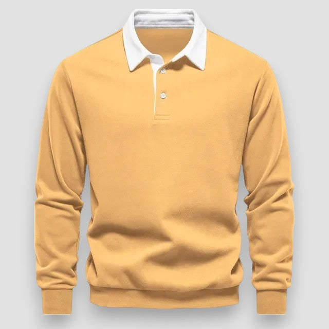 Lachlan | Long Sleeve Polo Shirt with Contrast Collar