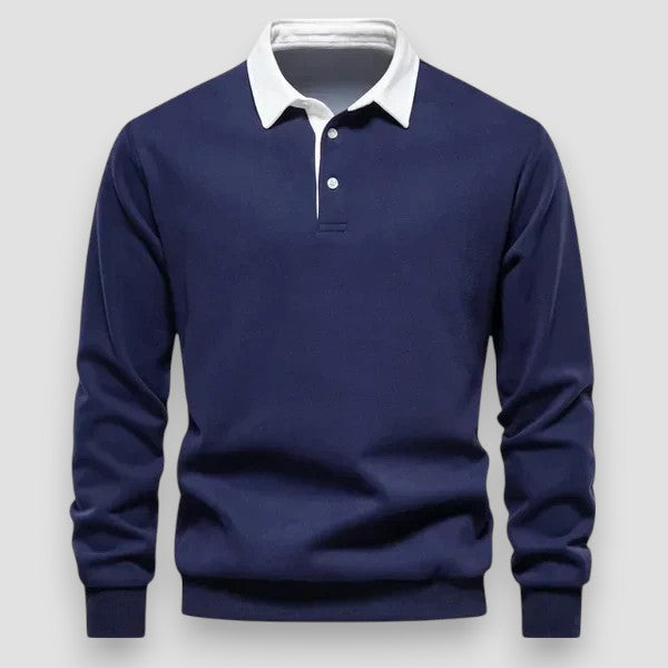 Lachlan | Long Sleeve Polo Shirt with Contrast Collar