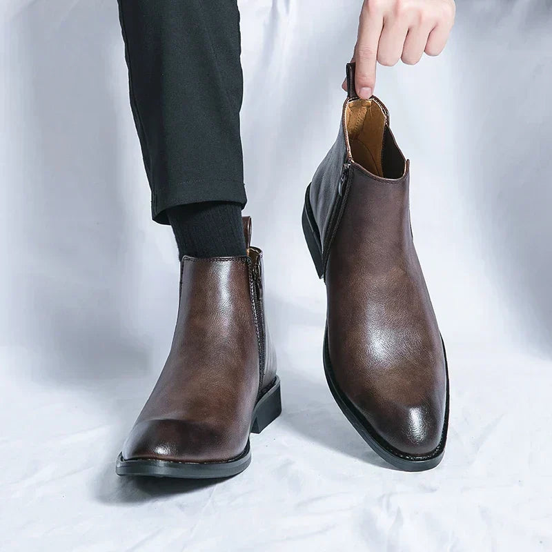 Daniel™ | Leather Chelsea boots with zipper