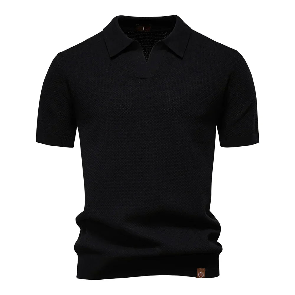 Harlan | Knit Polo Shirt with Open V Placket