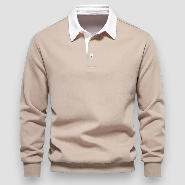 Lachlan | Long Sleeve Polo Shirt with Contrast Collar
