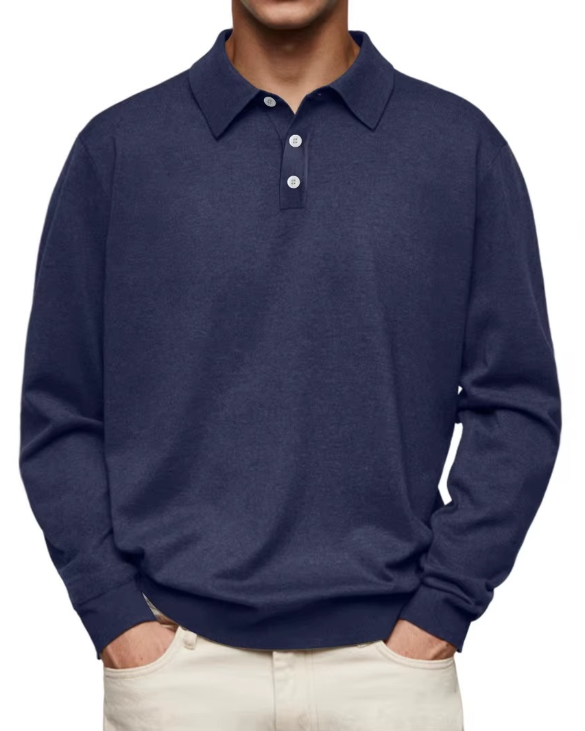 Orion | Long Sleeve Polo Shirt with Button Placket