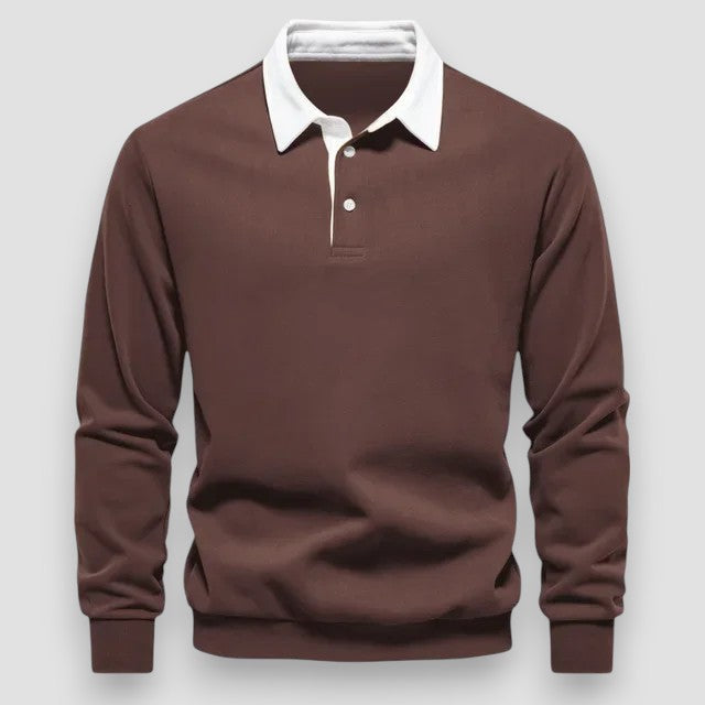 Lachlan | Long Sleeve Polo Shirt with Contrast Collar