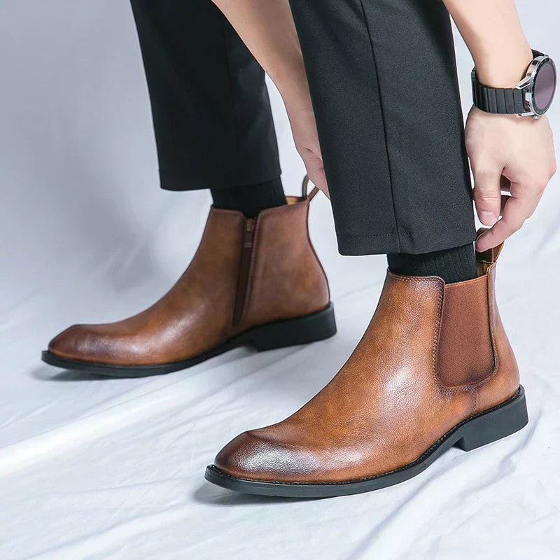 Daniel™ | Leather Chelsea boots with zipper