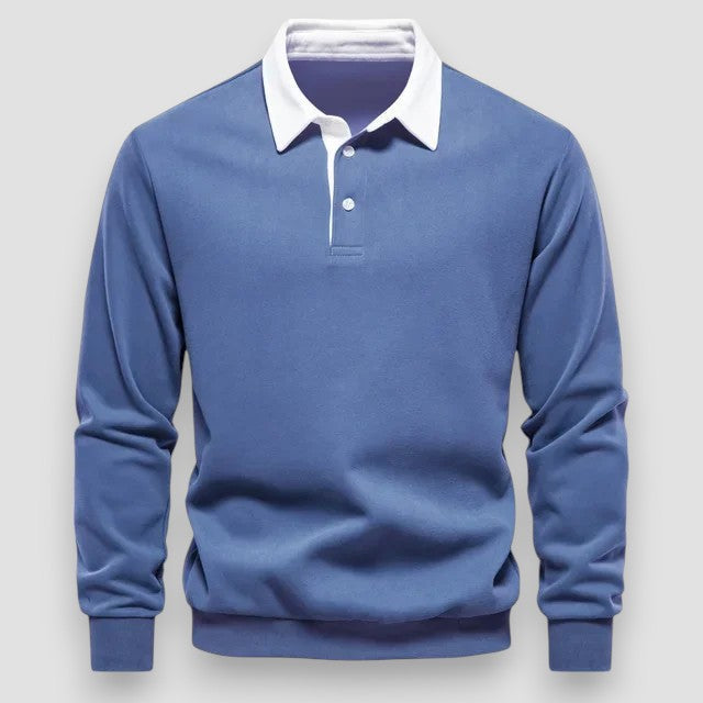 Lachlan | Long Sleeve Polo Shirt with Contrast Collar