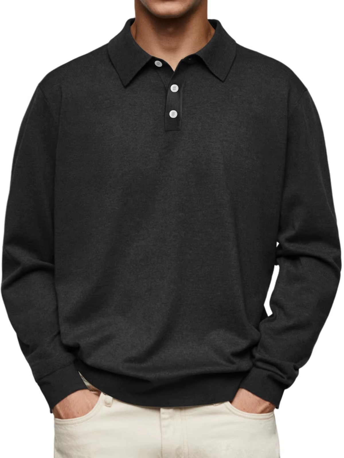 Orion | Long Sleeve Polo Shirt with Button Placket