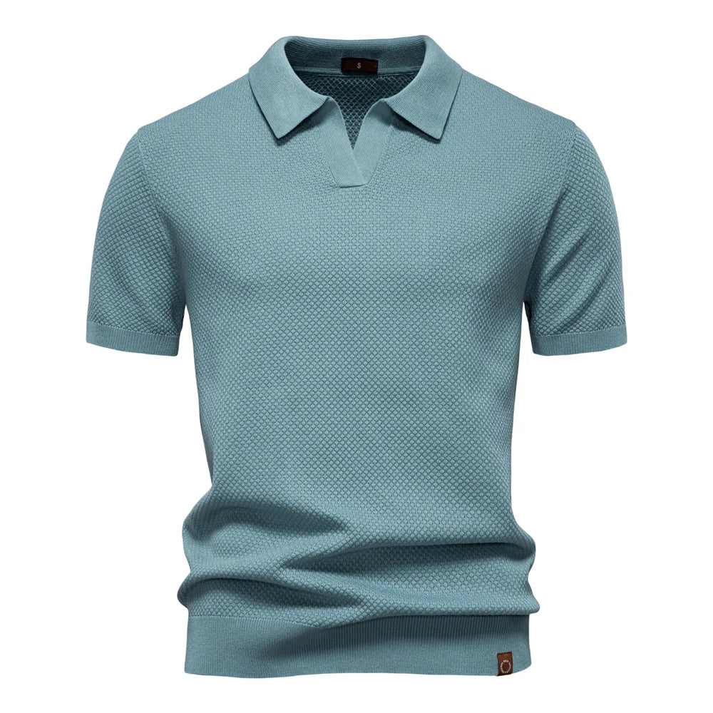 Harlan | Knit Polo Shirt with Open V Placket