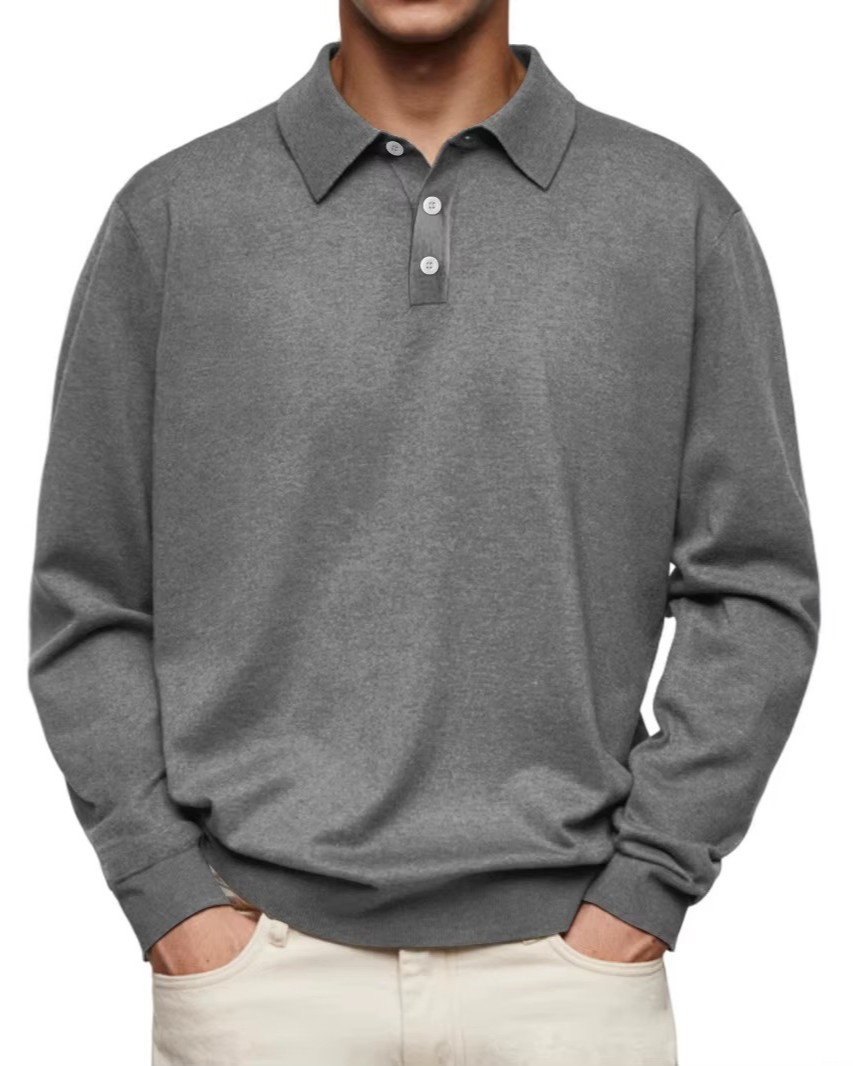 Orion | Long Sleeve Polo Shirt with Button Placket