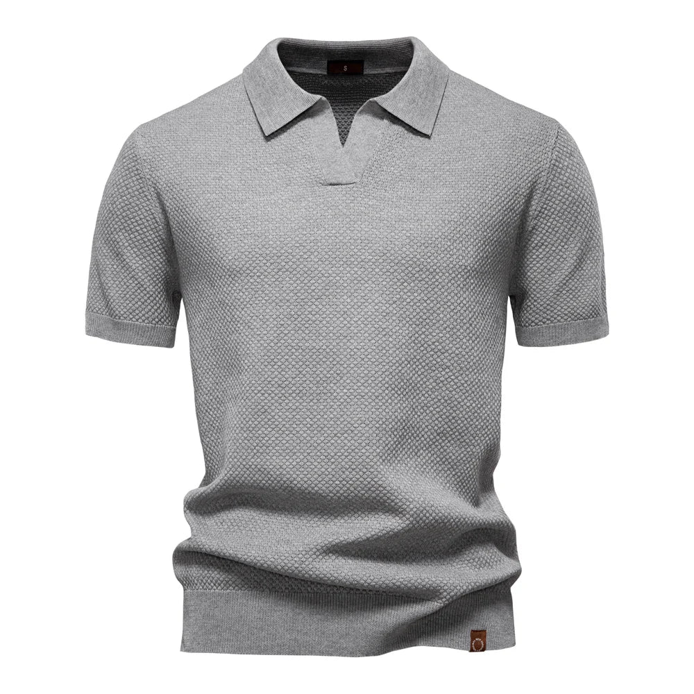 Harlan | Knit Polo Shirt with Open V Placket
