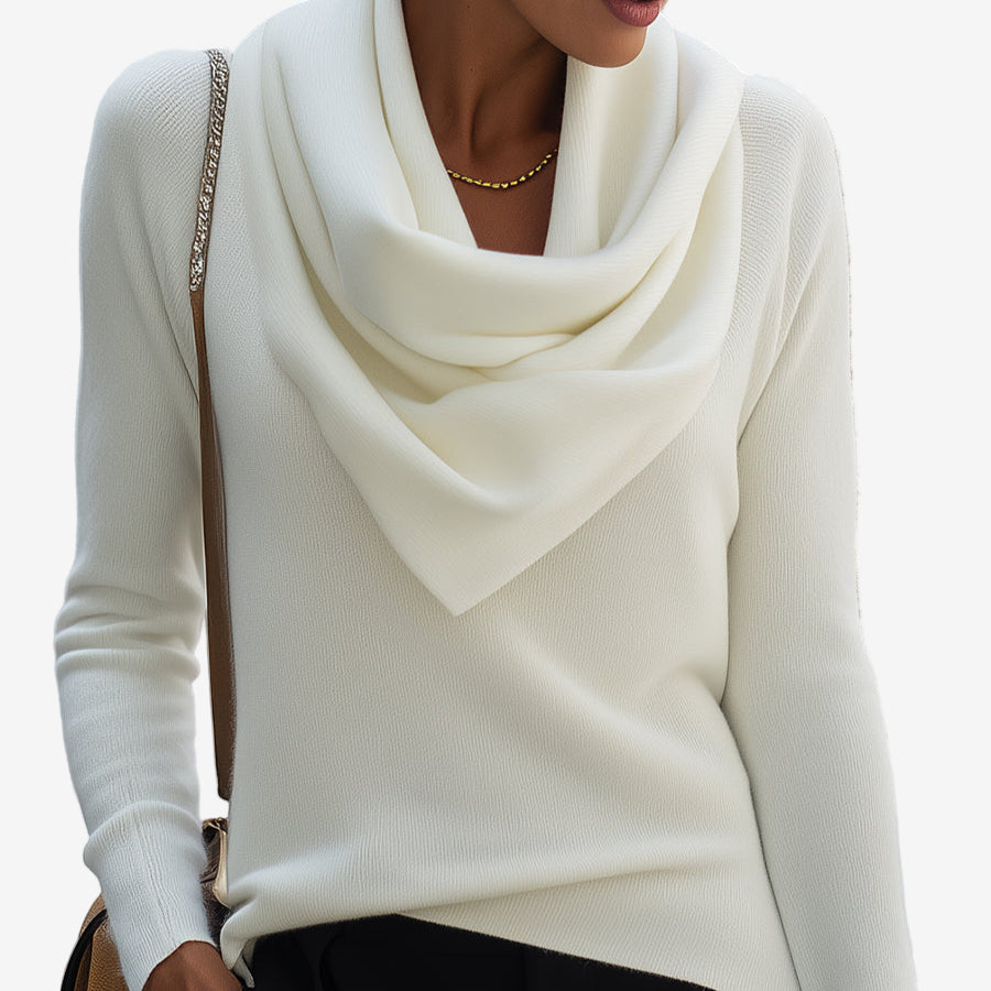 Kaliravine - Elegant Draped Neck Sweater